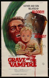 8h526 GRAVE OF THE VAMPIRE pressbook '72 wacky art of father & son related by everyone's blood!
