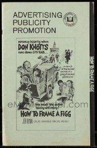 8h548 HOW TO FRAME A FIGG pressbook '71 Joe Flynn, wacky comedy images of Don Knotts!
