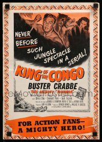 8h592 KING OF THE CONGO pressbook '52 Buster Crabbe as The Mighty Thunda, posters by Cravath!