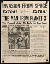 8h629 MAN FROM PLANET X pressbook '51 Edgar Ulmer sci-fi, Robert Clarke, cool newspaper layout!