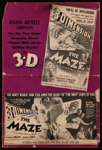 8h640 MAZE 3D pressbook '53 William Cameron Menzies, art of screaming girl reaching off screen!