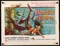 8h644 MERMAIDS OF TIBURON pressbook '62 fantastic underwater art of sexy mermaid & shark!