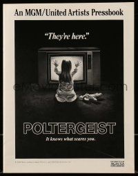 8h713 POLTERGEIST pressbook '82 Tobe Hooper, classic, they're here, Heather O'Rourke by TV!