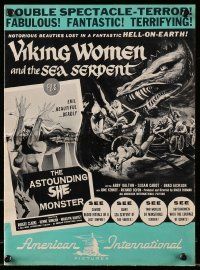 8h847 VIKING WOMEN & SEA SERPENT/ASTOUNDING SHE MONSTER pressbook '58 AIP, notorious beauties!