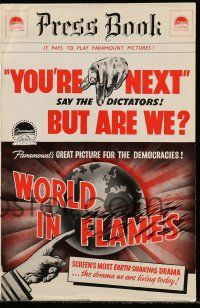 8h873 WORLD IN FLAMES English pressbook '40 promoting U.S. involvement in WWII before Pearl Harbor