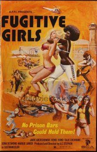 8h371 5 LOOSE WOMEN pressbook '74 Fugitive Girls, written by Ed Wood, sexy action artwork!