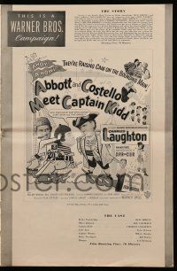 8h375 ABBOTT & COSTELLO MEET CAPTAIN KIDD pressbook '53 pirates Bud & Lou with Charles Laughton!