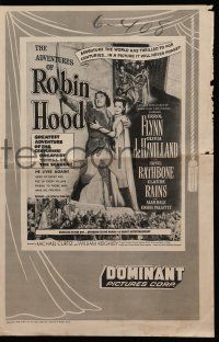 8h377 ADVENTURES OF ROBIN HOOD pressbook R56 Errol Flynn, Olivia De Havilland, adventure classic!