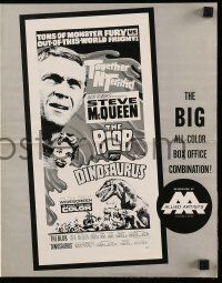 8h413 BLOB/DINOSAURUS pressbook '64 Steve McQueen, plus art of T-Rex w/girl!