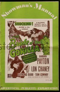 8h427 BRIDE OF THE GORILLA pressbook '51 sexy Barbara Payton & huge ape, primitive passions!