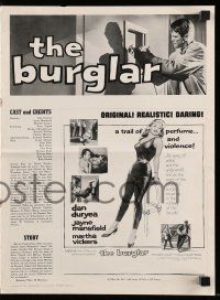 8h431 BURGLAR pressbook '57 sexy luscious blonde Jayne Mansfield makes you limp from excitement!