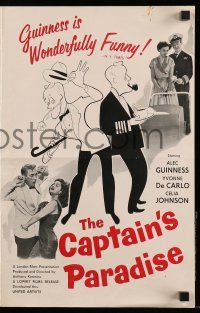 8h437 CAPTAIN'S PARADISE pressbook '53 Alec Guinness trying to juggle two wives by Al Hirschfeld!