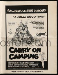 8h439 CARRY ON CAMPING pressbook '71 AIP, Sidney James, English nudist sex, wacky camping artwork!