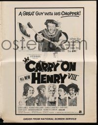 8h440 CARRY ON HENRY VIII pressbook '72 Sidney James, Kenneth Williams, wacky execution art!