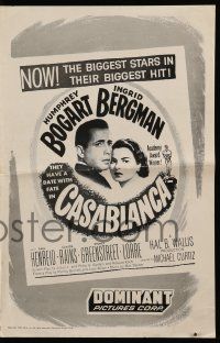 8h441 CASABLANCA pressbook R56 Humphrey Bogart, Ingrid Bergman, Michael Curtiz classic!
