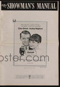 8h447 CHARADE pressbook '63 art of tough Cary Grant & sexy Audrey Hepburn, expect the unexpected!