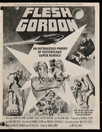 8h497 FLESH GORDON pressbook '74 sexy sci-fi spoof, different wacky erotic super hero art!