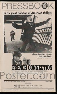 8h508 FRENCH CONNECTION pressbook '71 Gene Hackman in chase climax, directed by William Friedkin
