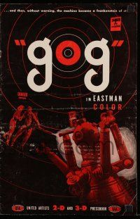 8h521 GOG pressbook '54 3-D, sci-fi, wacky Frankenstein of steel robot destroys its makers!