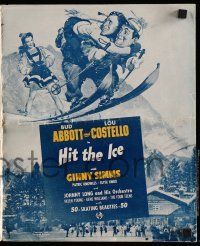8h541 HIT THE ICE pressbook '43 great artwork of Bud Abbott & Lou Costello skiing!