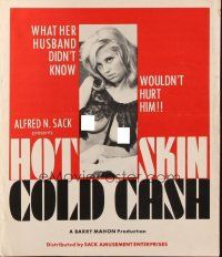 8h546 HOT SKIN & COLD CASH pressbook '65 Barry Mahon, she's always available if the price is right!