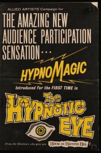 8h555 HYPNOTIC EYE pressbook '60 Jacques Bergerac, cool hypnosis images, stare if you dare!