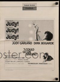 8h556 I COULD GO ON SINGING pressbook '63 Judy Garland lights up the lonely stage, Dirk Bogarde!