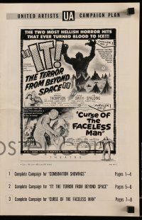 8h574 IT/CURSE OF THE FACELESS MAN pressbook '58 great horror/sci-fi double-bill!