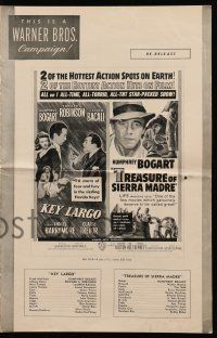 8h585 KEY LARGO/TREASURE OF THE SIERRA MADRE pressbook '53 Humphrey Bogart double-bill!