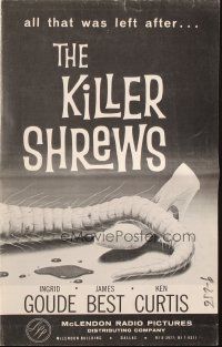 8h587 KILLER SHREWS/GIANT GILA MONSTER pressbook '59 great monster artwork, sci-fi double-bill!