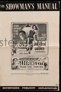 8h588 KILLERS/SLEEPING CITY pressbook '56 film noir double-bill, Lancaster & sexy Gardner!