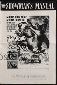 8h591 KING KONG VS. GODZILLA pressbook '63 Kingukongu tai Gojira, mightiest monsters of all time!