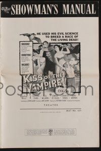 8h595 KISS OF THE VAMPIRE pressbook '64 Hammer horror, different images & artwork!