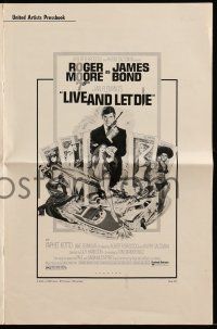 8h610 LIVE & LET DIE pressbook '73 Roger Moore as James Bond, art by Robert McGinnis!