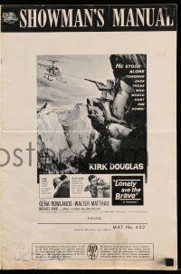 8h611 LONELY ARE THE BRAVE pressbook '62 Kirk Douglas classic, who was strong enough to tame him?