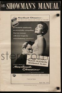 8h624 MAGNIFICENT OBSESSION pressbook '54 Jane Wyman holding Rock Hudson, Douglas Sirk!