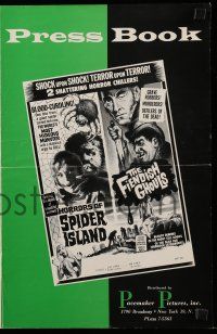 8h633 MANIA/HORRORS OF SPIDER ISLAND pressbook '60s John Gilling, double bill horror thriller!