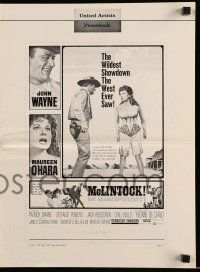 8h641 McLINTOCK pressbook '63 John Wayne, Maureen O'Hara, Yvonne De Carlo