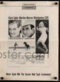 8h648 MISFITS pressbook '61 Huston, Clark Gable, Marilyn Monroe, Montgomery Clift, Hirschfeld art!