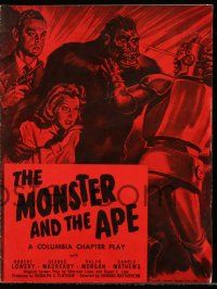 8h652 MONSTER & THE APE pressbook '45 fantastic sci-fi art of giant gorilla battling funky robot!
