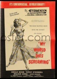8h664 MY WORLD DIES SCREAMING 8pg pressbook '59 astounding shocker in Psychorama, cool horror art!