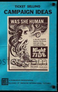 8h676 NIGHT TIDE pressbook '63 Dennis Hopper, was she human or was she a temptress from the sea?