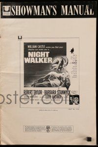 8h677 NIGHT WALKER pressbook '65 William Castle, Robert Taylor, Stanwyck, Reynold Brown art!