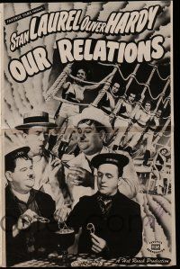 8h692 OUR RELATIONS pressbook R48 great images of Stan Laurel & Oliver Hardy!