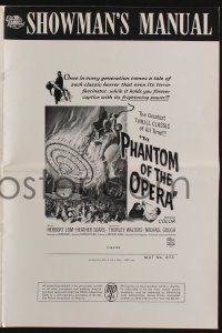 8h707 PHANTOM OF THE OPERA pressbook '62 Hammer horror, Herbert Lom, cool art by Reynold Brown!