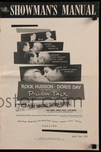8h710 PILLOW TALK pressbook '59 bachelor Rock Hudson who loves pretty career girl Doris Day
