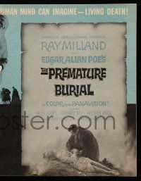 8h716 PREMATURE BURIAL pressbook '63 Edgar Allan Poe, cool art of Ray Milland buried alive!