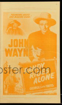 8h736 RANDY RIDES ALONE pressbook R52 western cowboy big John Wayne in the title role!