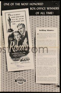 8h740 REBECCA pressbook R48 Alfred Hitchcock classic starring Laurence Olivier & Joan Fontaine!