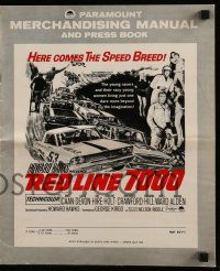 8h741 RED LINE 7000 pressbook '65 Howard Hawks, James Caan, car racing art, meet the speed breed!